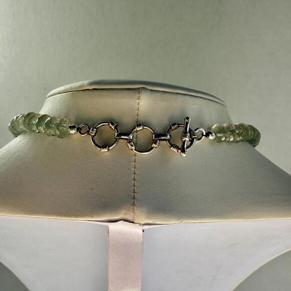 Vintage Green Amethyst & Mabé Pearl Pendant Necklace. Sterling Silver Setting. - Picture 4 of 8